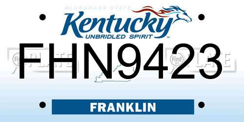 FHN9423 Kentucky License Plate