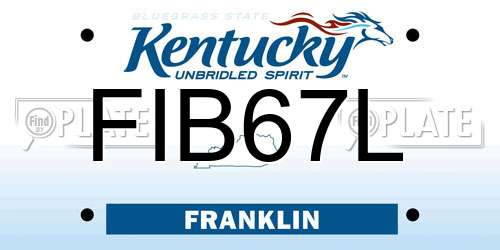 FIB67L Kentucky License Plate