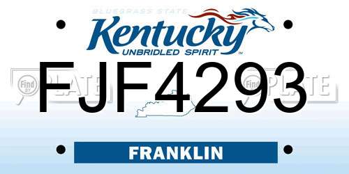 FJF4293 Kentucky License Plate