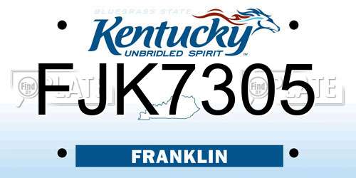 FJK7305 Kentucky License Plate