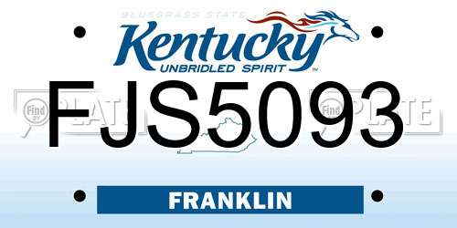 FJS5093 Kentucky License Plate