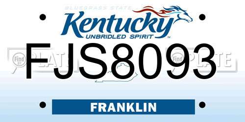 FJS8093 Kentucky License Plate