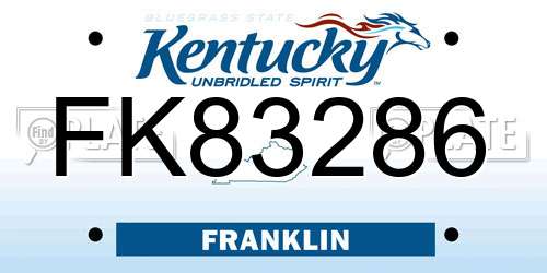 FK83286 Kentucky License Plate
