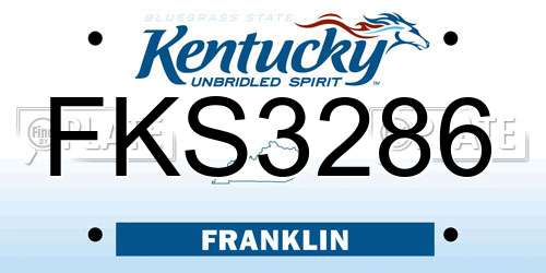 FKS3286 Kentucky License Plate