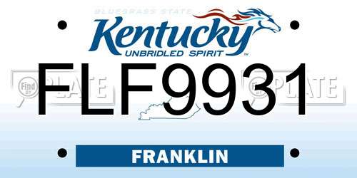 FLF9931 Kentucky License Plate