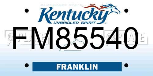 FM85540 Kentucky License Plate
