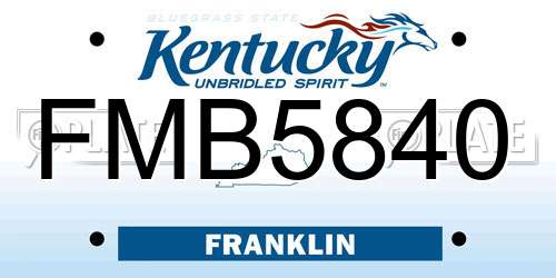 FMB5840 Kentucky License Plate