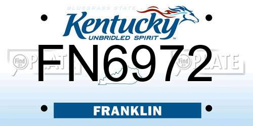 FN6972 Kentucky License Plate