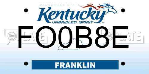 FO0B8E Kentucky License Plate