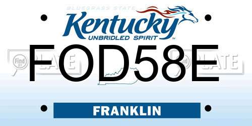 FOD58E Kentucky License Plate