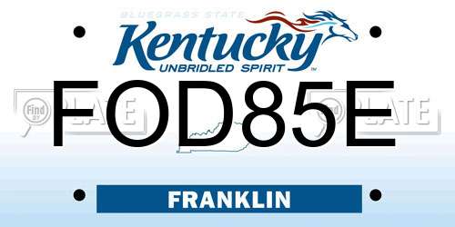 FOD85E Kentucky License Plate