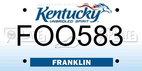 FOO583 Kentucky License Plate