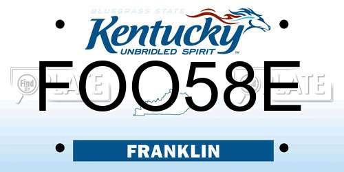 FOO58E Kentucky License Plate