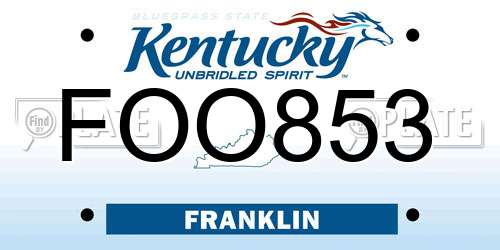 FOO853 Kentucky License Plate