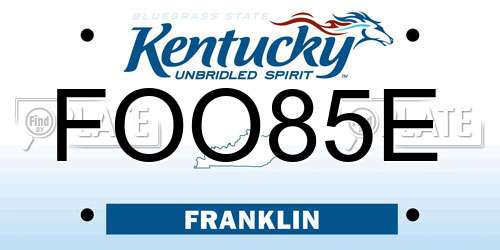 FOO85E Kentucky License Plate