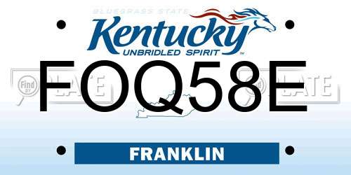 FOQ58E Kentucky License Plate
