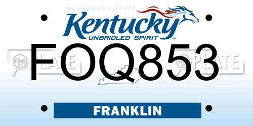 FOQ853 Kentucky License Plate