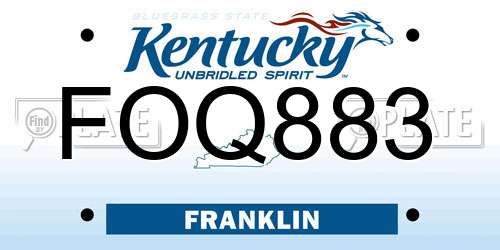 FOQ883 Kentucky License Plate