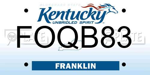 FOQB83 Kentucky License Plate