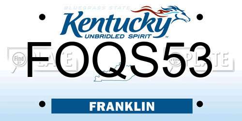 FOQS53 Kentucky License Plate