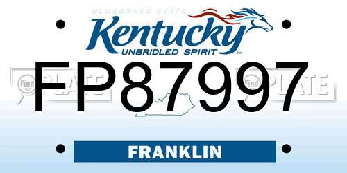 FP87997 Kentucky License Plate