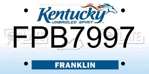 FPB7997 Kentucky License Plate