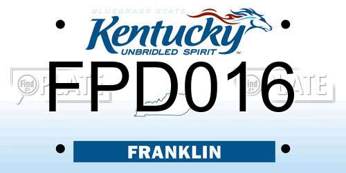 FPD016 Kentucky License Plate