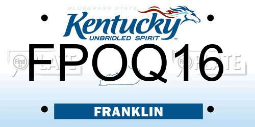 FPOQ16 Kentucky License Plate