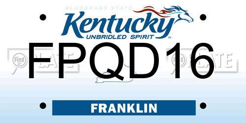FPQD16 Kentucky License Plate