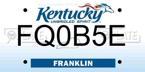 FQ0B5E Kentucky License Plate
