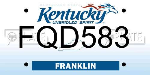 FQD583 Kentucky License Plate