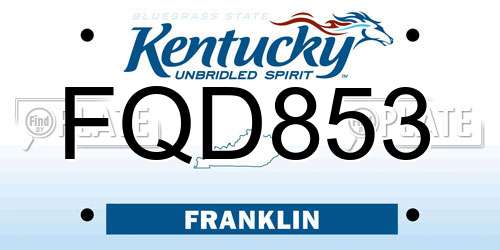 FQD853 Kentucky License Plate