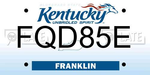 FQD85E Kentucky License Plate