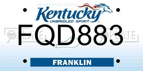 FQD883 Kentucky License Plate