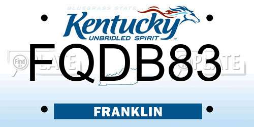 FQDB83 Kentucky License Plate