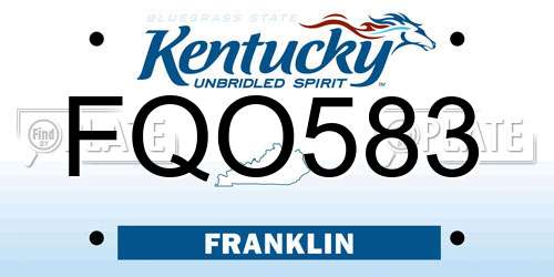 FQO583 Kentucky License Plate