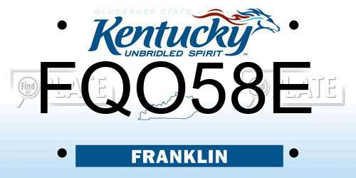 FQO58E Kentucky License Plate