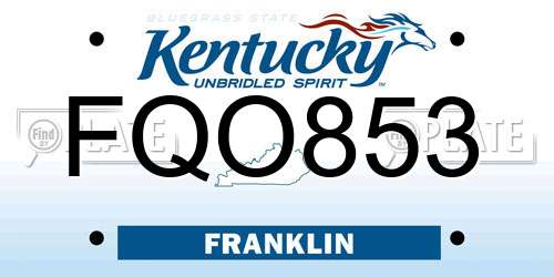 FQO853 Kentucky License Plate