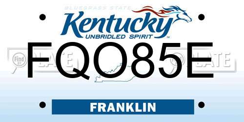 FQO85E Kentucky License Plate