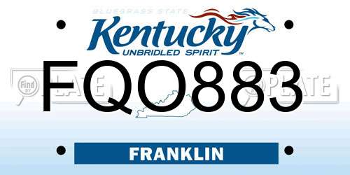 FQO883 Kentucky License Plate