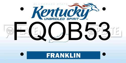 FQOB53 Kentucky License Plate