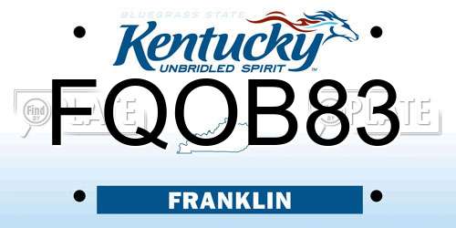 FQOB83 Kentucky License Plate