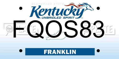 FQOS83 Kentucky License Plate