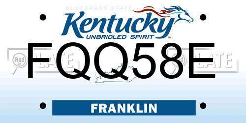 FQQ58E Kentucky License Plate