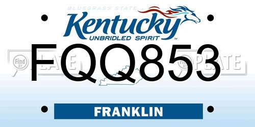 FQQ853 Kentucky License Plate