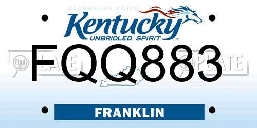 FQQ883 Kentucky License Plate