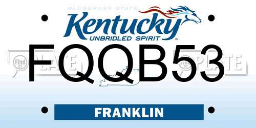 FQQB53 Kentucky License Plate