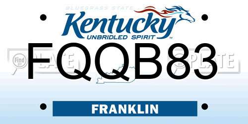 FQQB83 Kentucky License Plate
