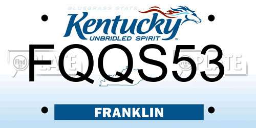 FQQS53 Kentucky License Plate