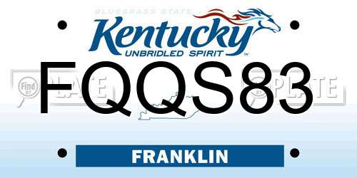 FQQS83 Kentucky License Plate